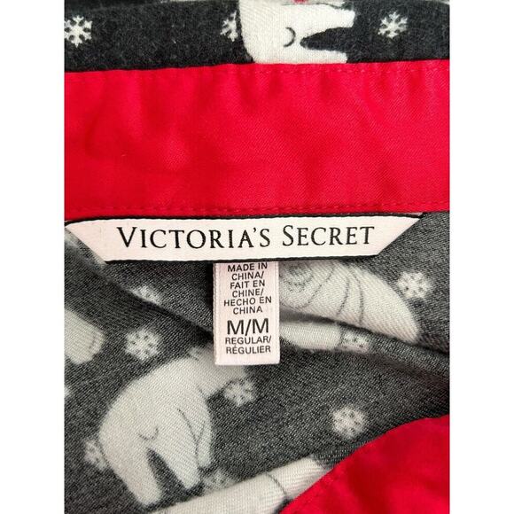 Victoria's Secret Sleepwear M Dreamer Dancing Polar Bears Flannel 2pc Pajama Set - Picture 4 of 16